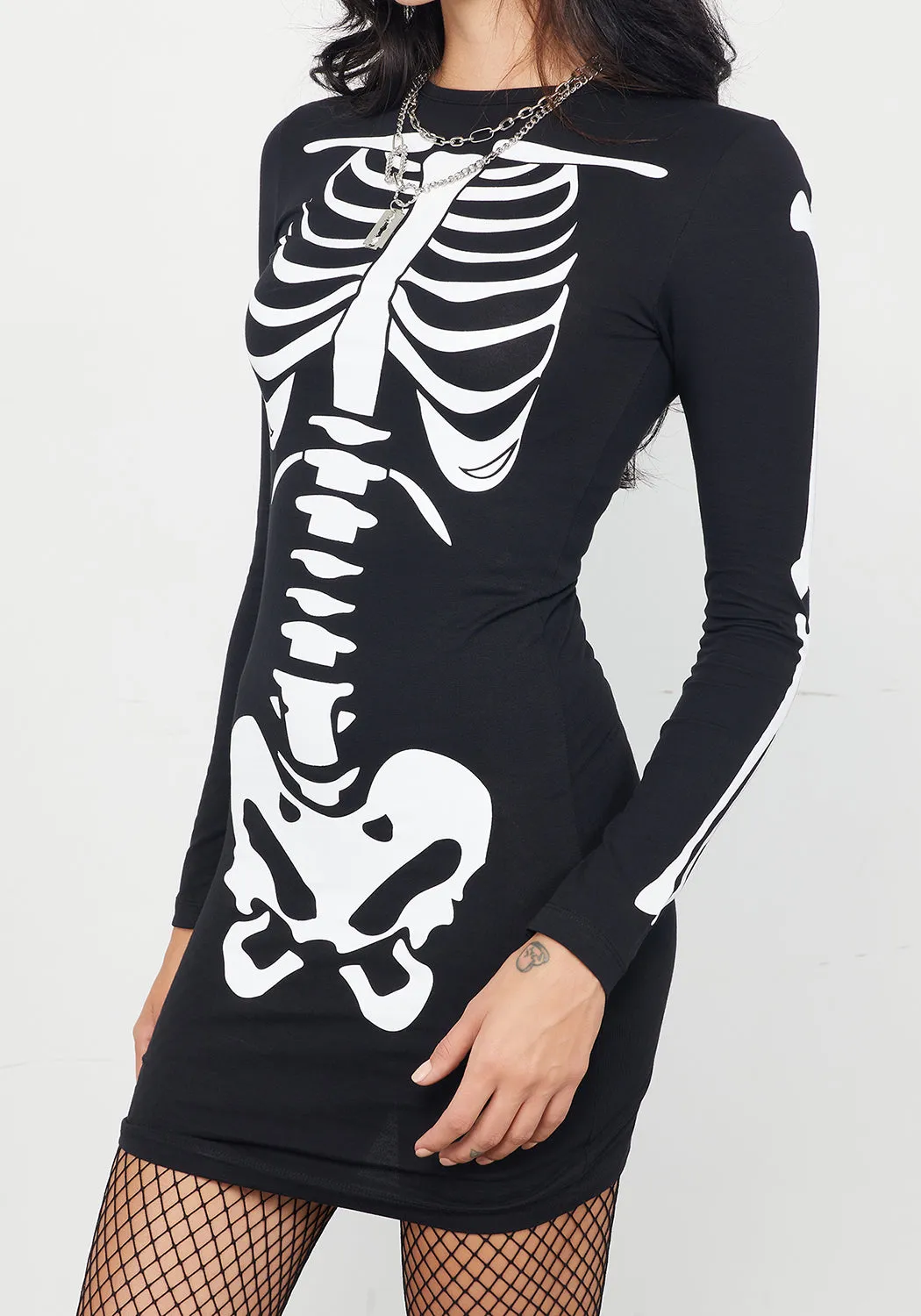 Skeletus Mini Jersey Dress sold by Disturbia product image thumbnail 5
