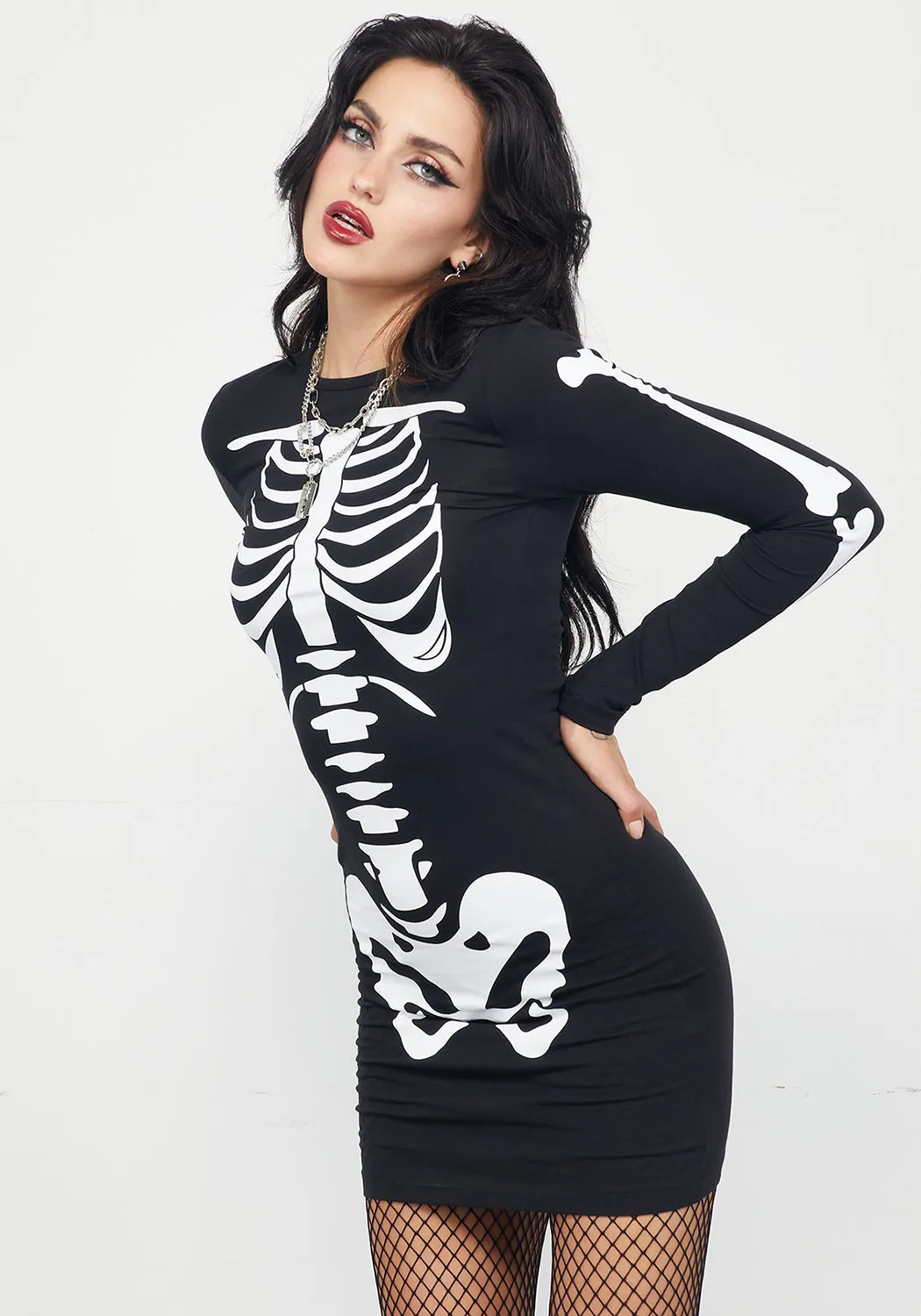 Skeletus Mini Jersey Dress sold by Disturbia product image thumbnail 3