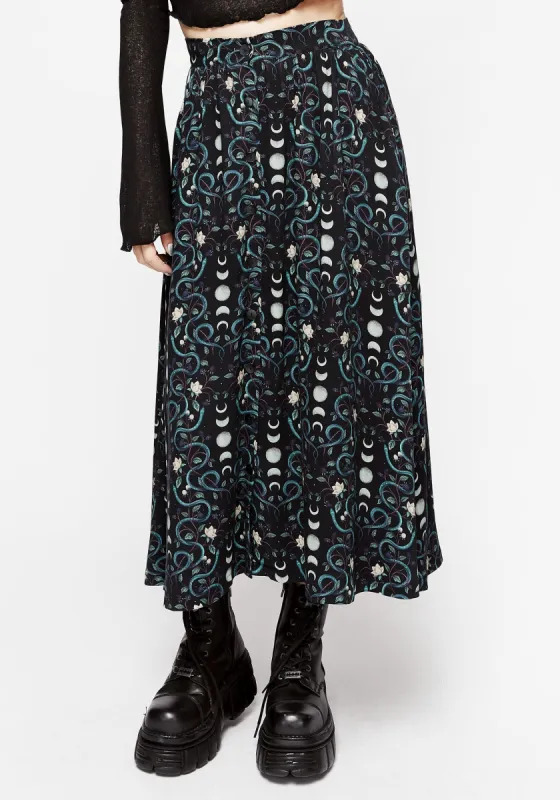Pythia Print Button Up Midi Skirt sold by Disturbia