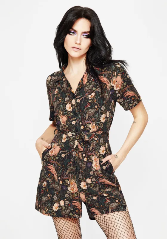 Ophelia Viscose Button Up Playsuit sold by Disturbia