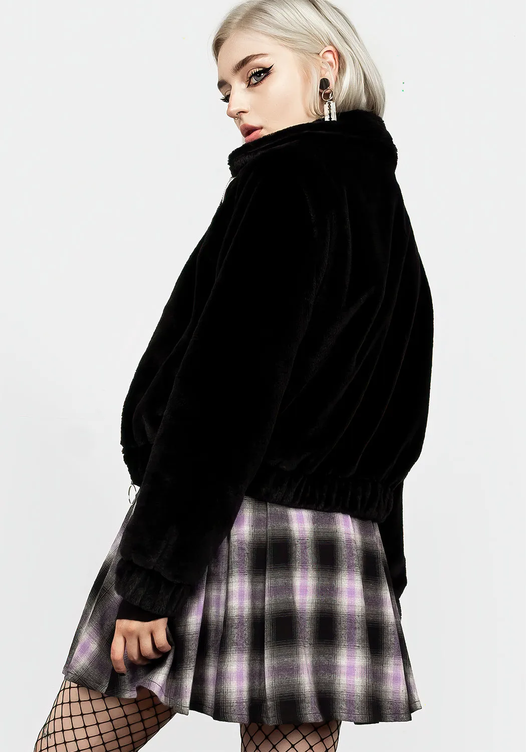 Helena Faux Fur Crop Bomber sold by Disturbia product image thumbnail 4