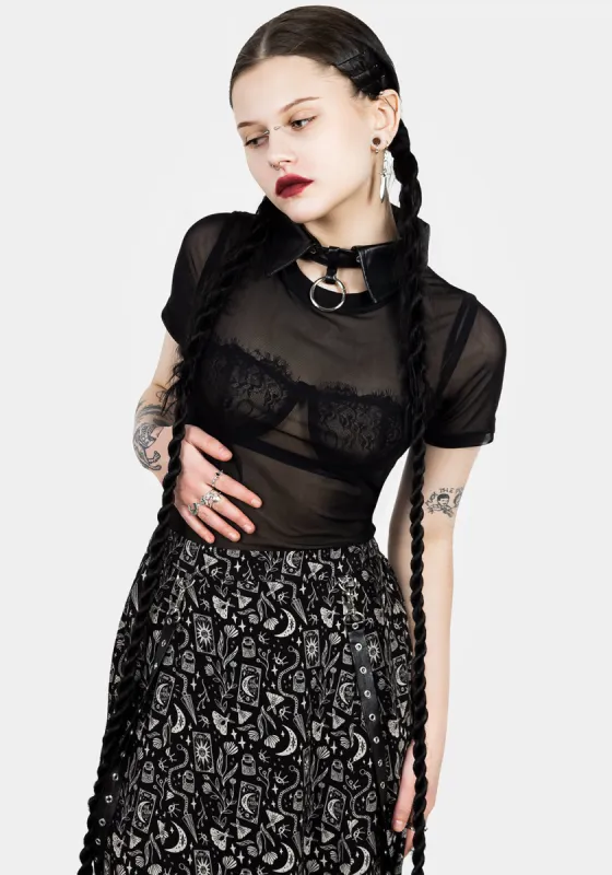 Lita Mesh Detachable Collar Crop Top sold by Disturbia