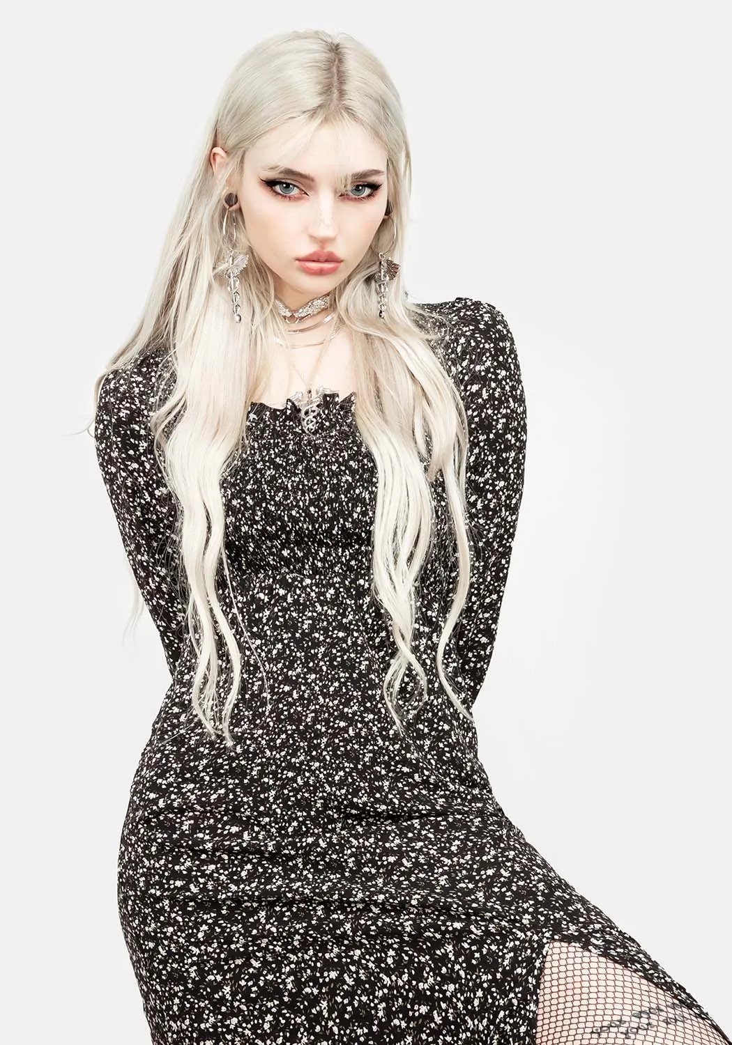 Milkweed Shirred Midi Dress sold by Disturbia product image thumbnail 2