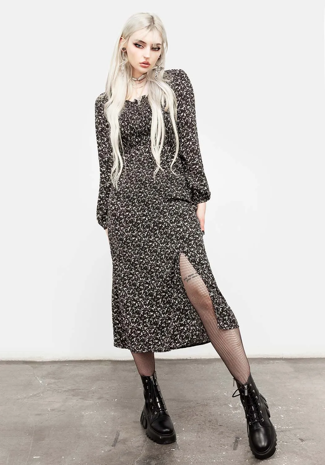 Milkweed Shirred Midi Dress sold by Disturbia product image thumbnail 5