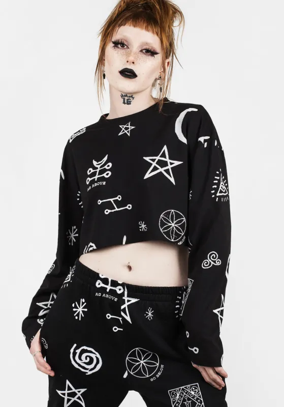 ABOVE BELOW CROP LONG SLEEVE TEE sold by Disturbia