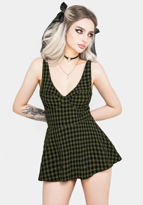Terra Gingham Peplum Skirted Swimsuit sold by Disturbia