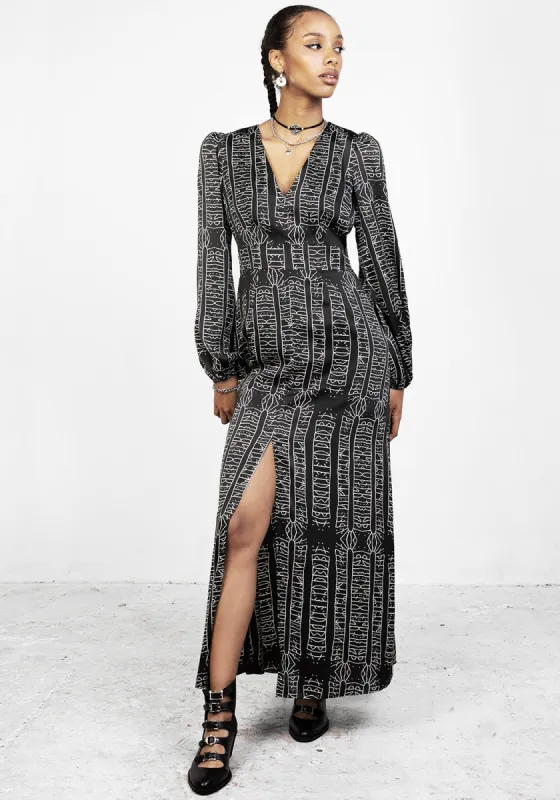 Runes Balloon Sleeve Maxi Dress sold by Disturbia