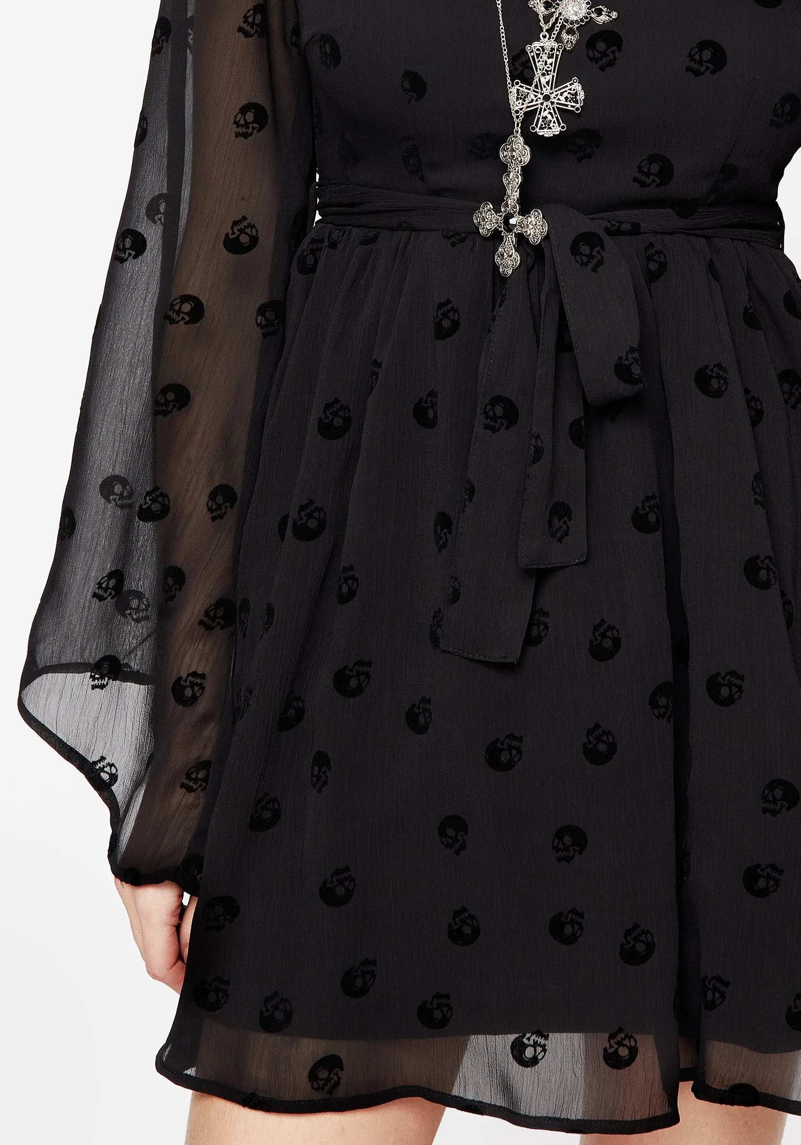 Bones Flocked Chiffon Mini Dress sold by Disturbia product image thumbnail 2