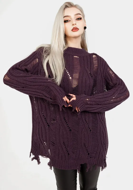 Dayglo Relaxed Knit Jumper In Lavender Mist sold by Disturbia