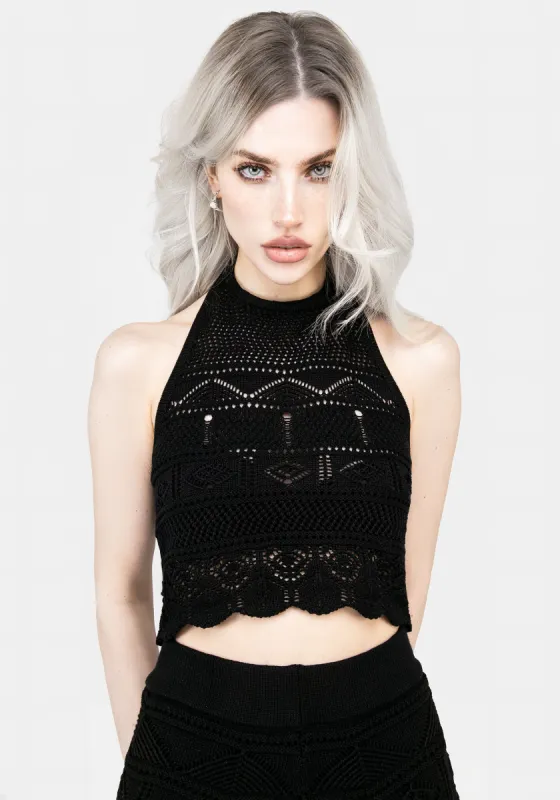 Hooked Pointelle Halter Crop Top sold by Disturbia