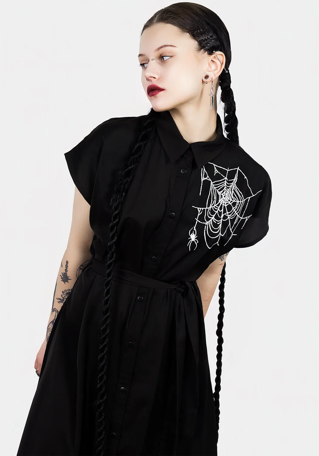 Widow Relaxed Midi Shirt Dress sold by Disturbia product image thumbnail 4