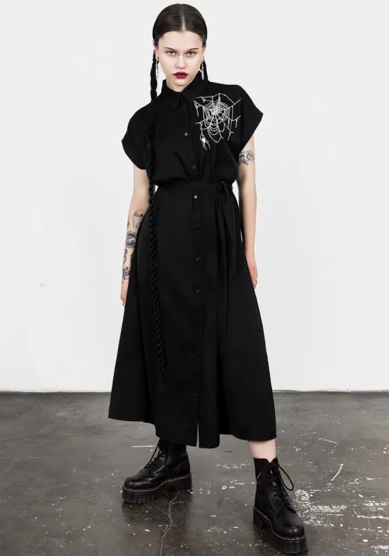 Widow Relaxed Midi Shirt Dress sold by Disturbia