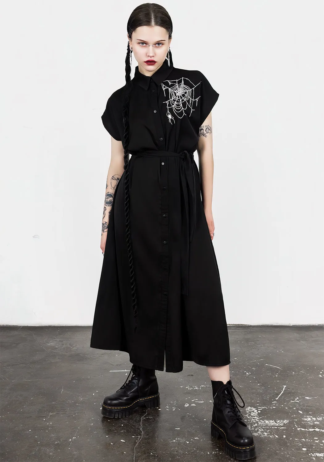Widow Relaxed Midi Shirt Dress sold by Disturbia