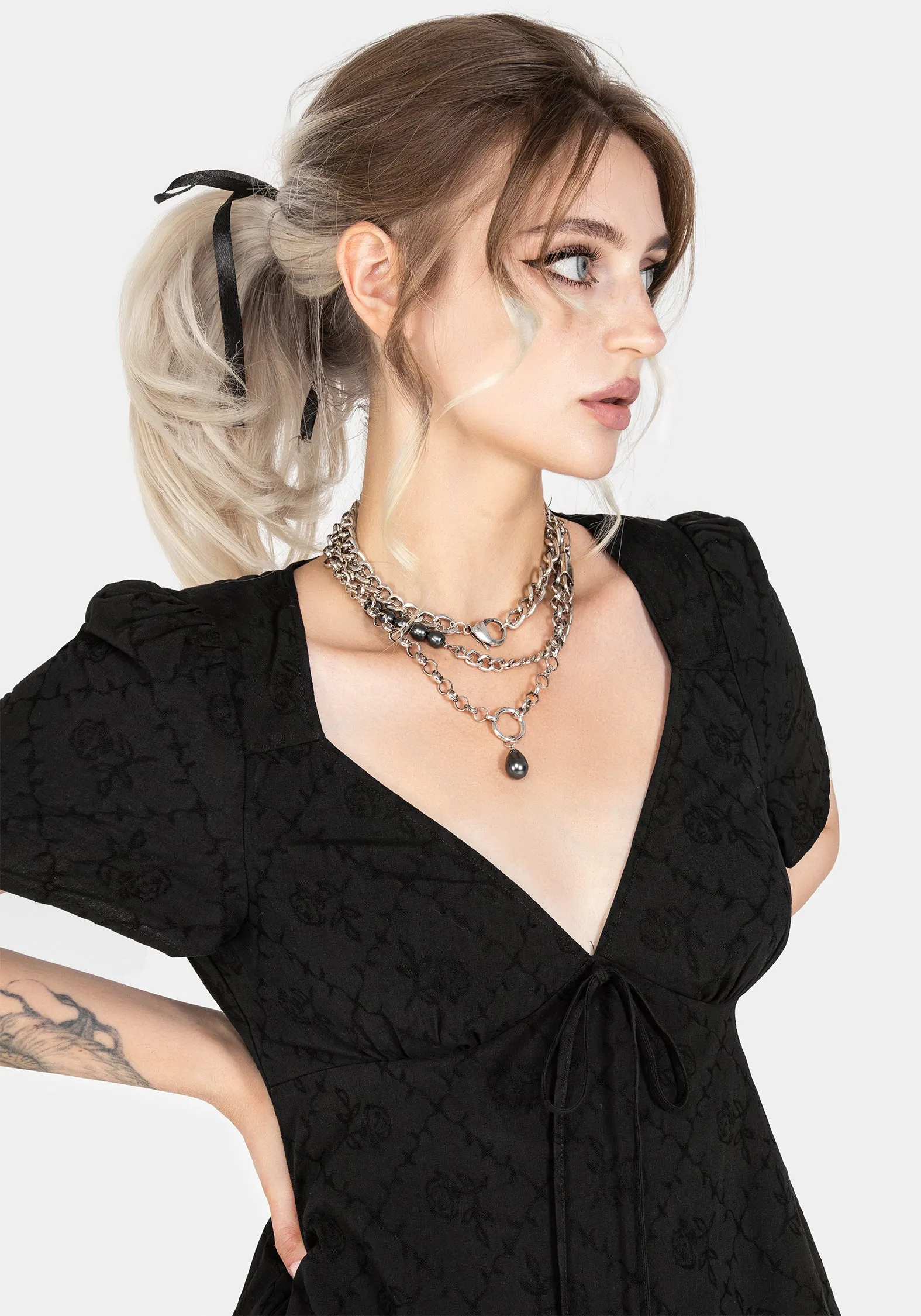 Polgara Floral Jacquard Mini Dress sold by Disturbia product image thumbnail 2