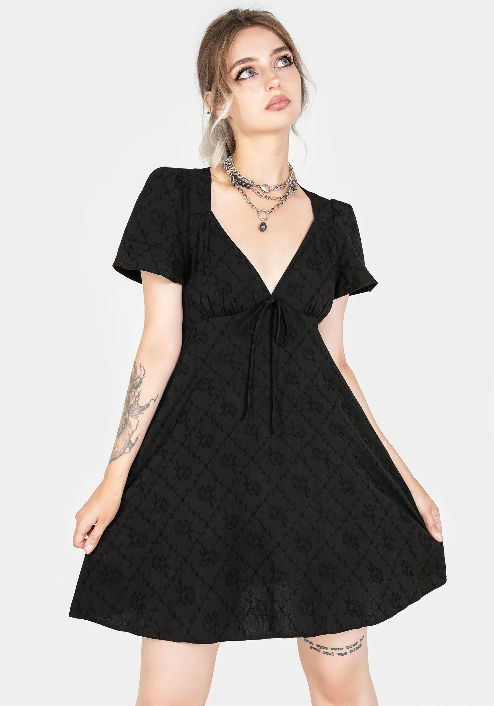 Polgara Floral Jacquard Mini Dress sold by Disturbia