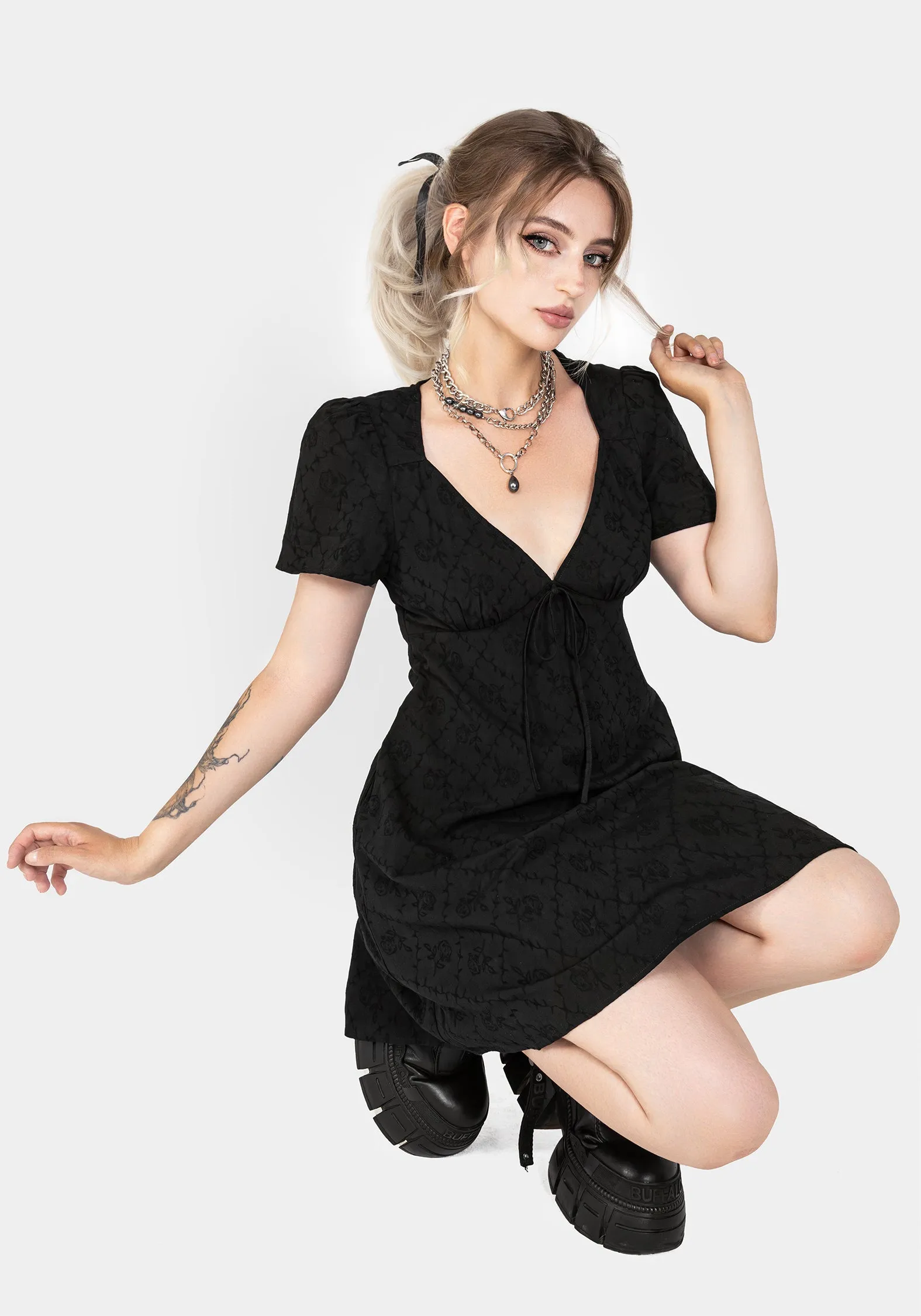 Polgara Floral Jacquard Mini Dress sold by Disturbia product image thumbnail 5
