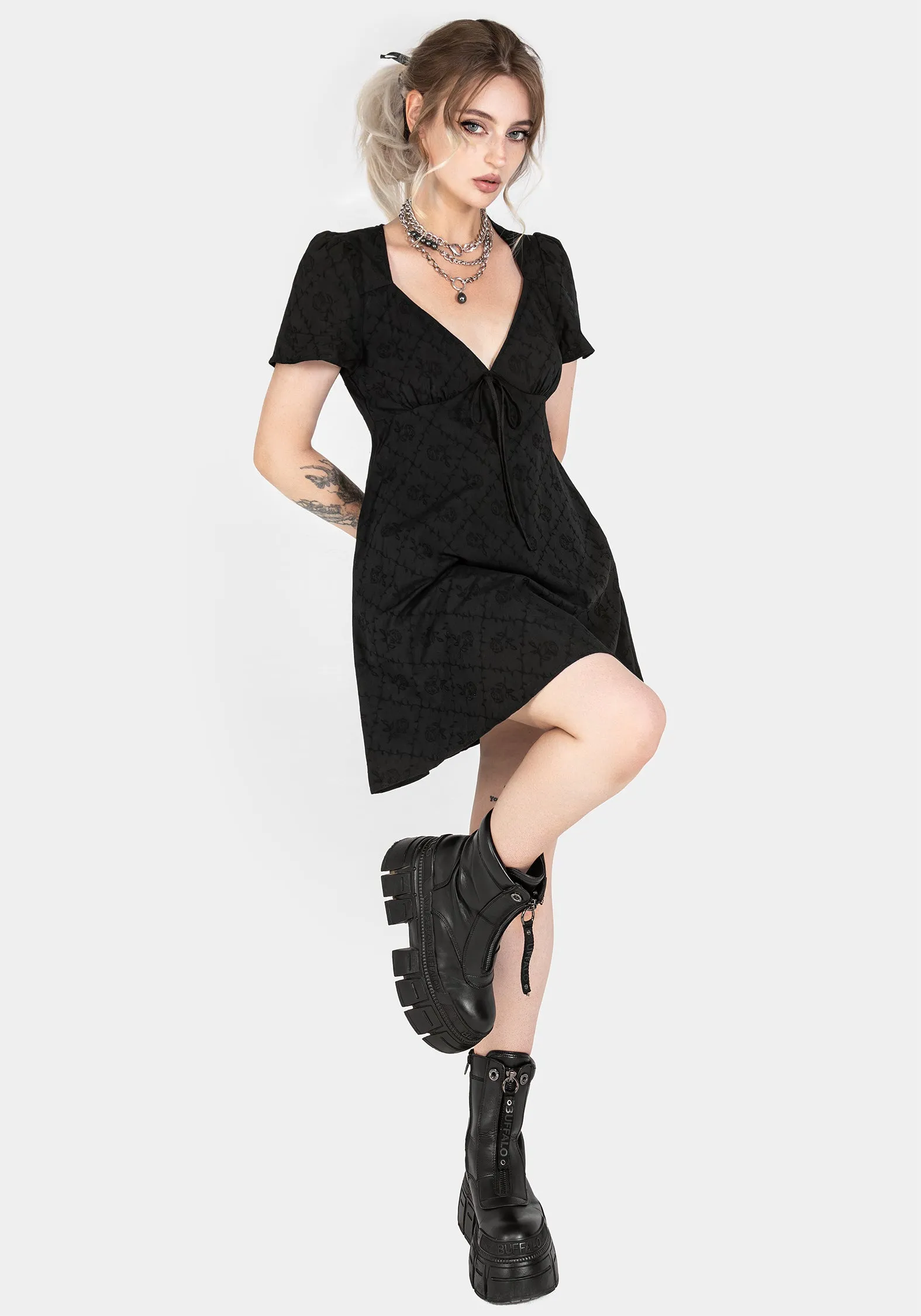 Polgara Floral Jacquard Mini Dress sold by Disturbia product image thumbnail 4