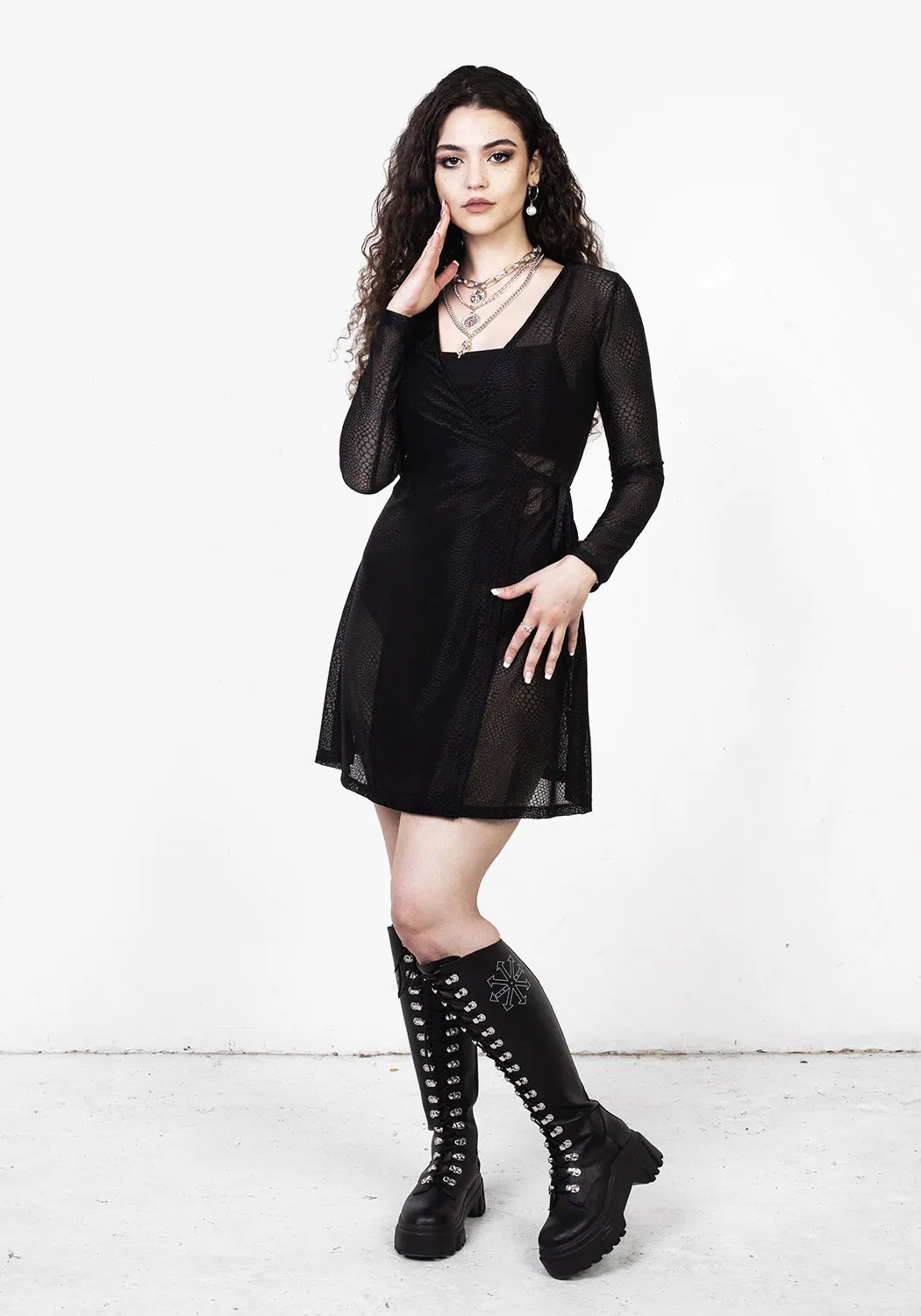 AMORE SHEER WRAP DRESS sold by Disturbia