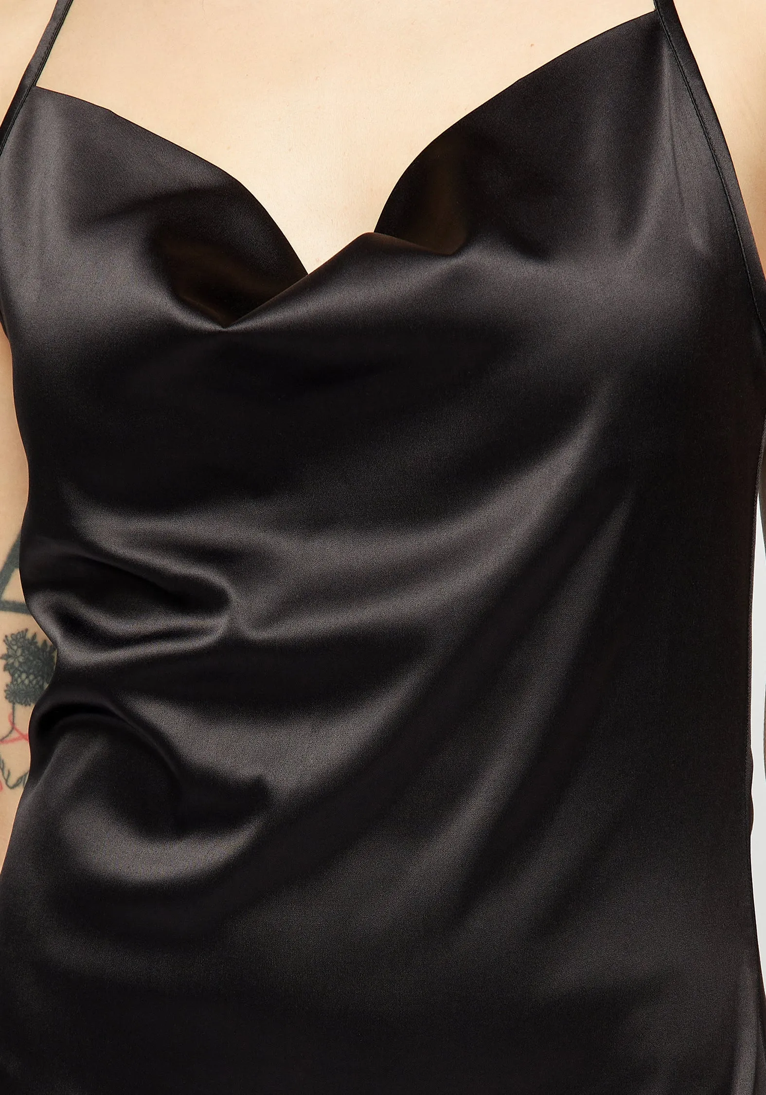 Medeina Cowl Neck Satin Midi Slip Dress - Midnight Black sold by Disturbia product image thumbnail 2