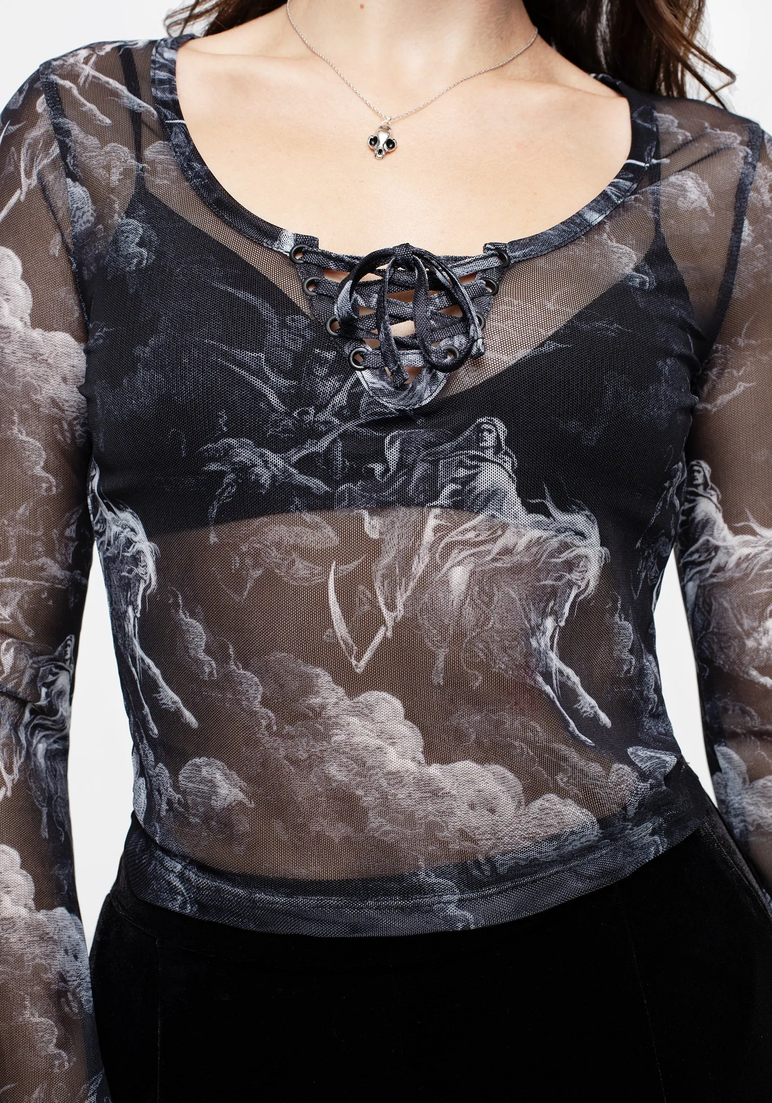 Revelation Mesh Lace Front Crop Top sold by Disturbia product image thumbnail 5