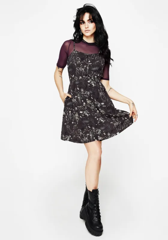 Melancholia Button Up Mini Apron Dress sold by Disturbia