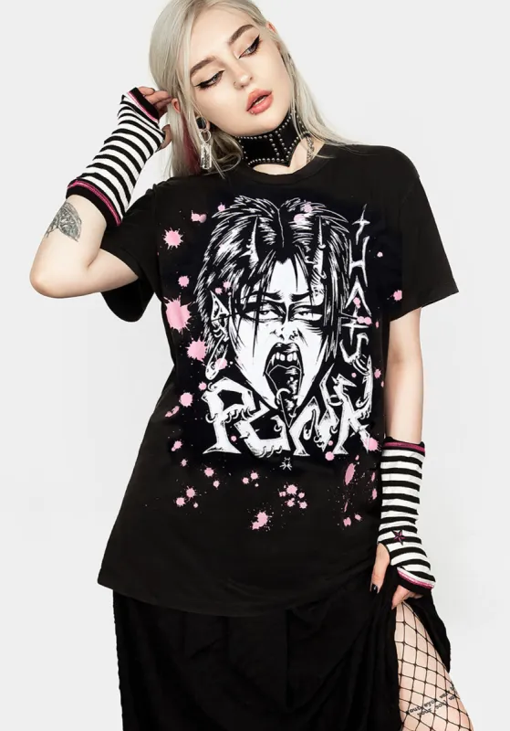 Punk Vintage Black Washed T-Shirt sold by Disturbia