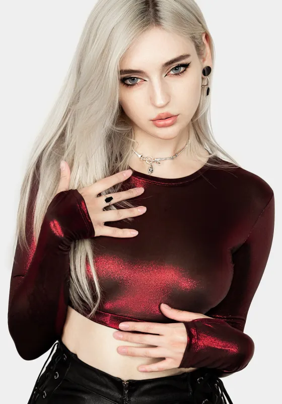 Rockclub Metallic Crop Top sold by Disturbia