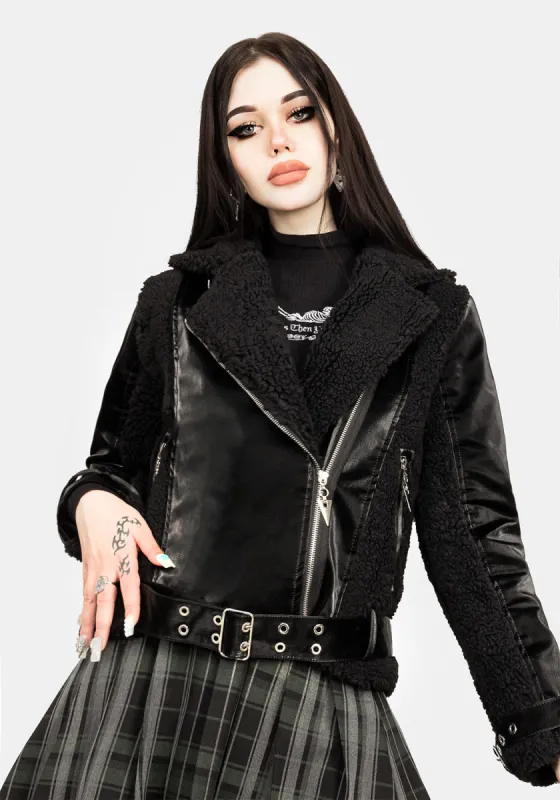 Motley Oversized Biker Jacket sold by Disturbia