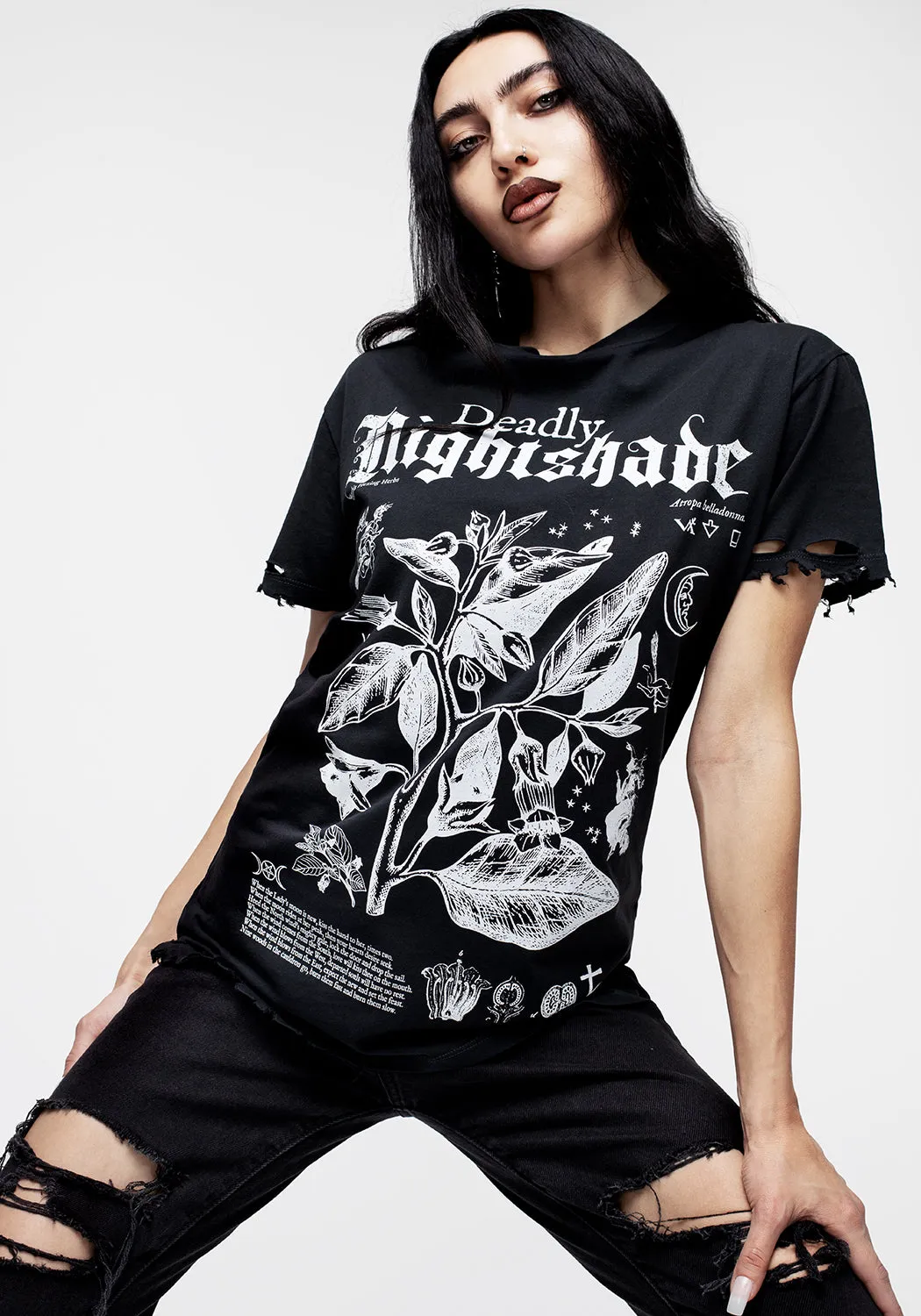 Nightshade Distressed T-shirt sold by Disturbia product image thumbnail 5