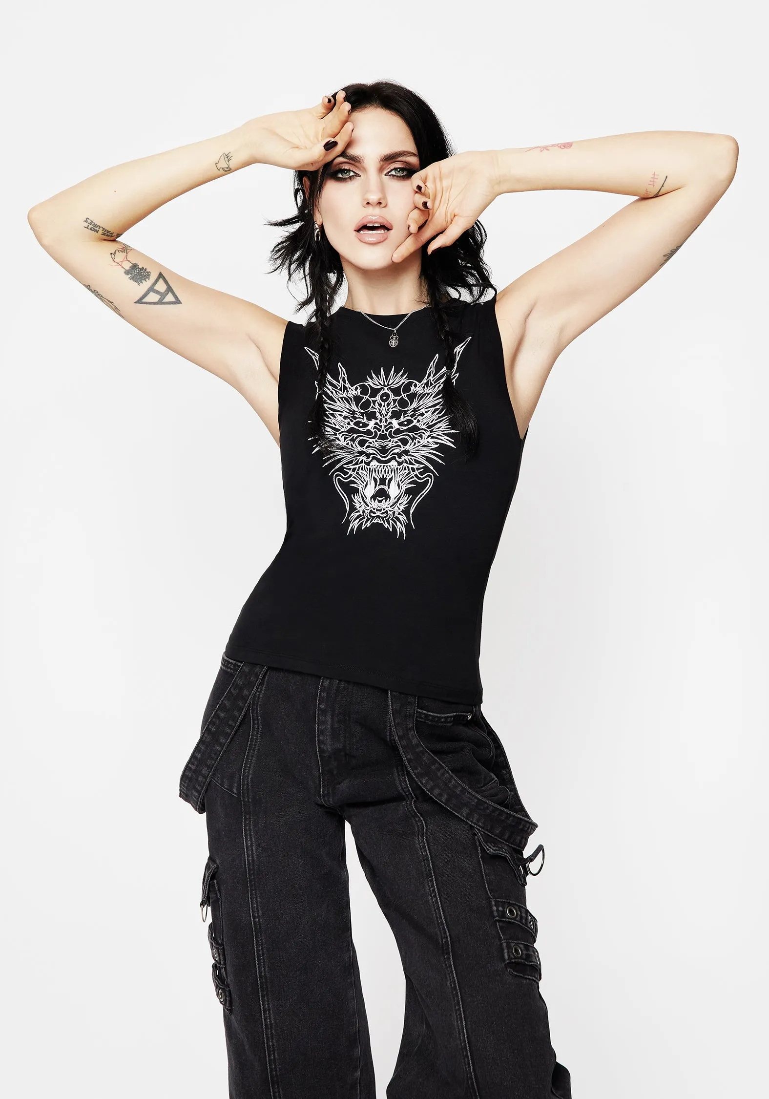 Guardian Embroidered Sleeveless Top sold by Disturbia