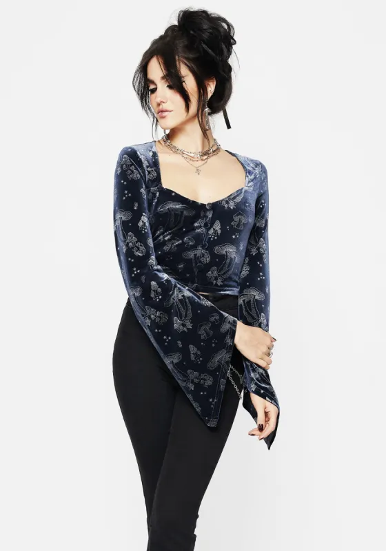 Faefire Foil Print Velour Top sold by Disturbia