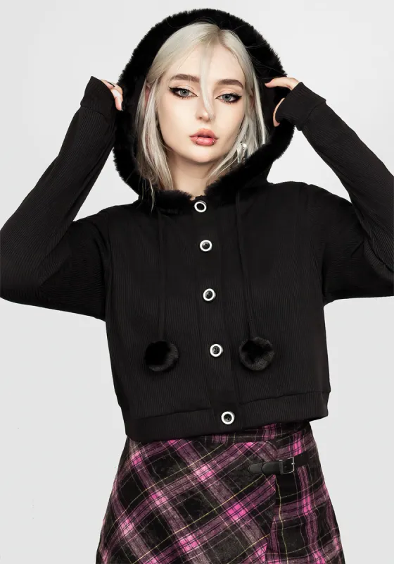 Charlotte Pom Pom Hooded Cardigan sold by Disturbia