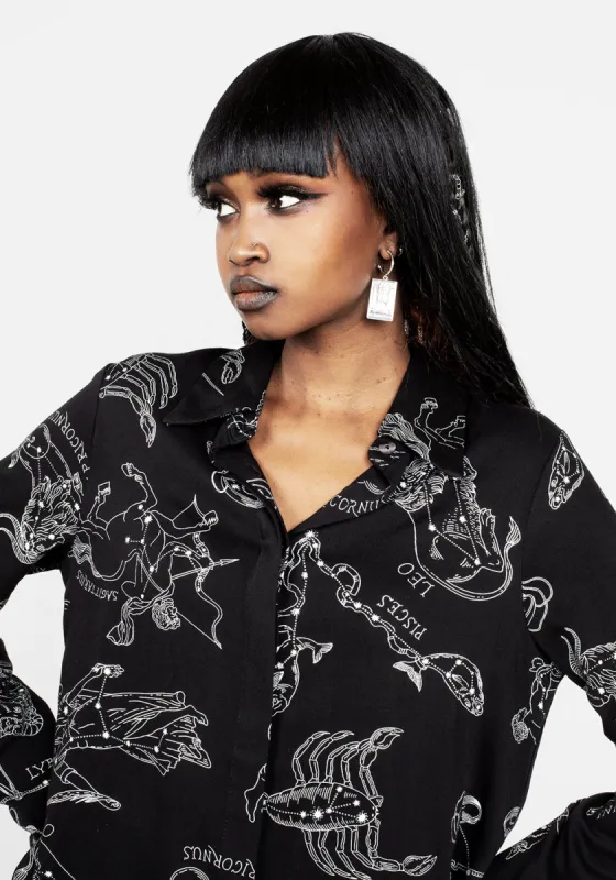 Zodiac Oversized Asymmetric Shirt sold by Disturbia