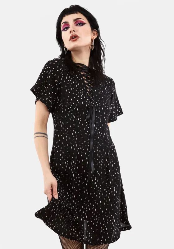 BLASPHEME LACE UP MINI DRESS sold by Disturbia