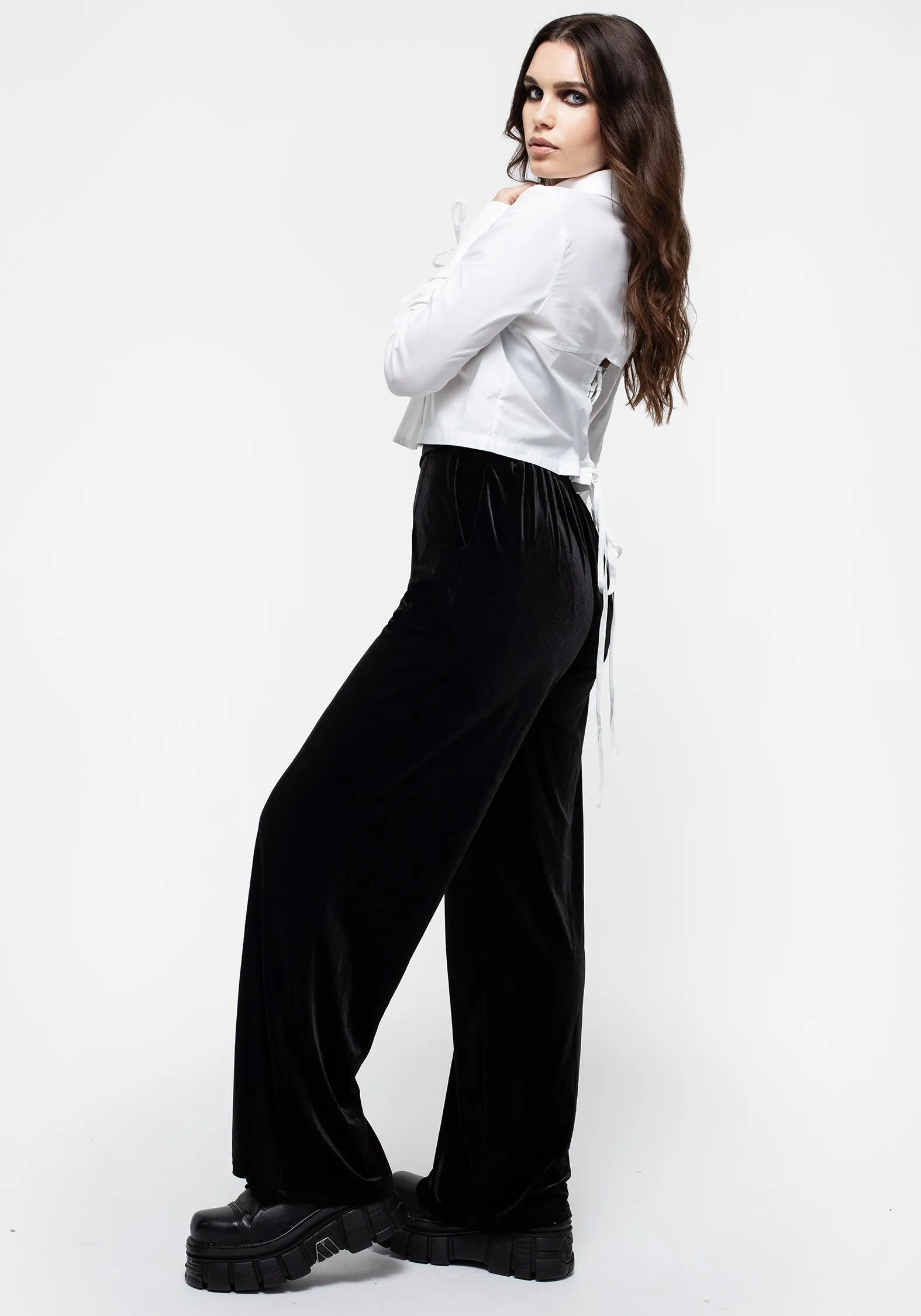 Valeria Velour Wide Leg Trousers sold by Disturbia product image thumbnail 5
