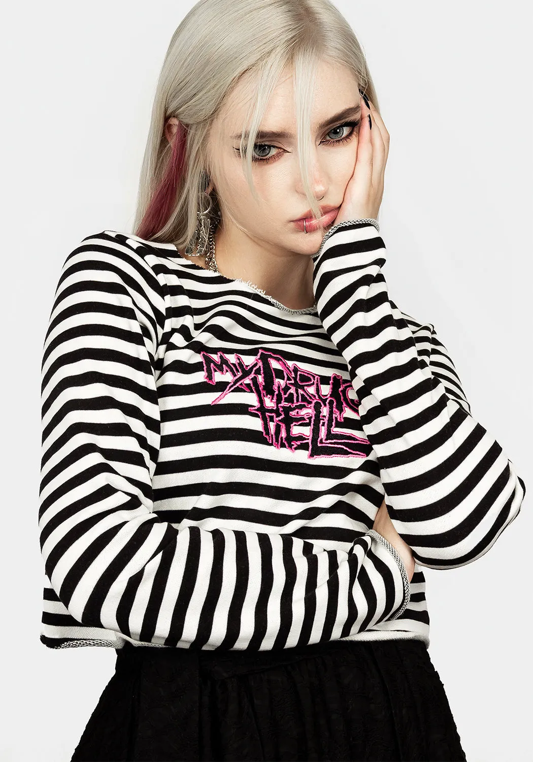 Chemical Crop Stripe Long Sleeve sold by Disturbia