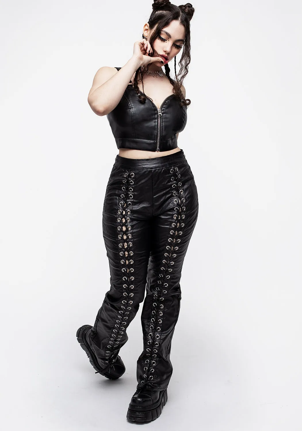 Runaway PU Leather Zipped Bralet sold by Disturbia product image thumbnail 4