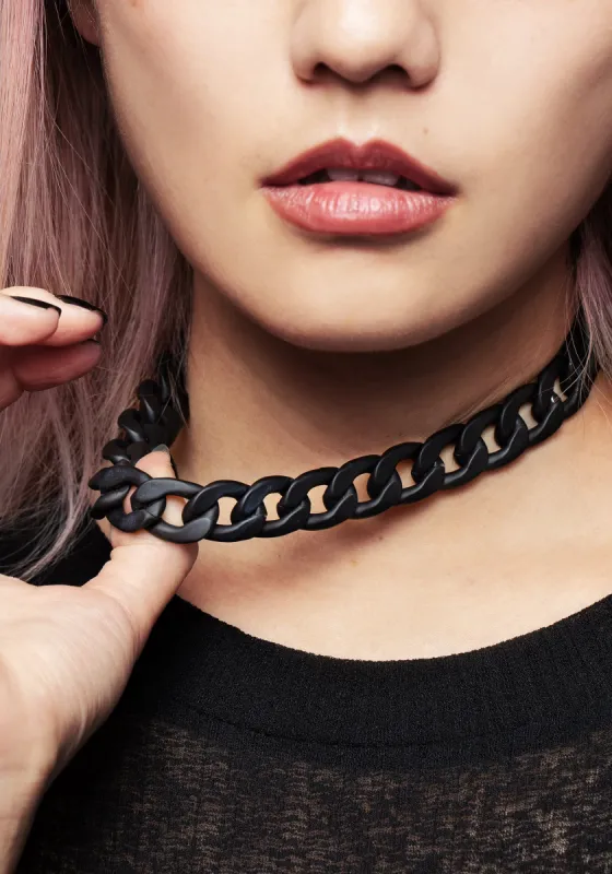 Jet Chunky Rope Chain Choker Necklace sold by Disturbia