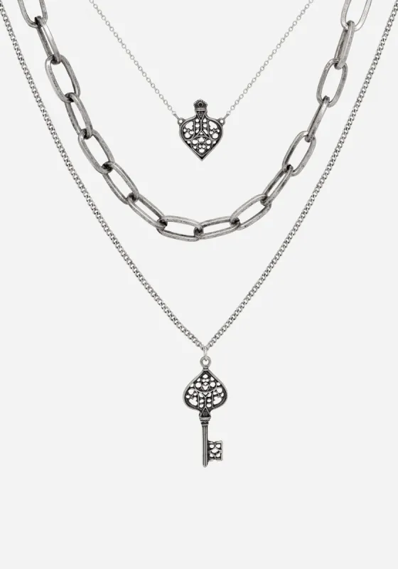 Claustrum Gothic Key Layered Necklace sold by Disturbia