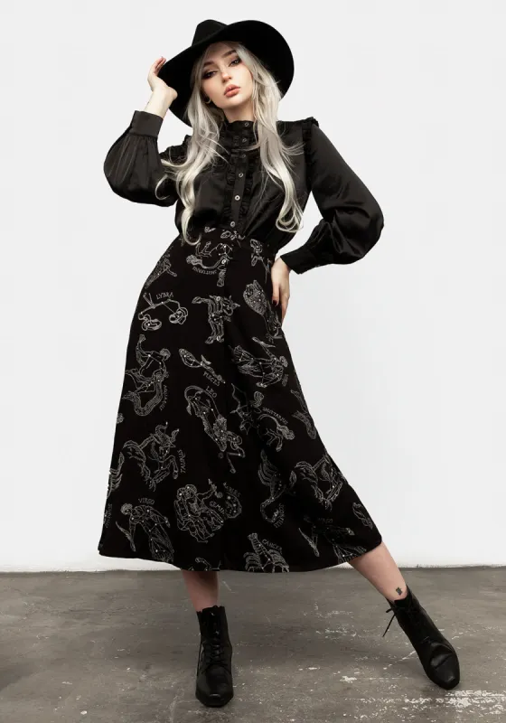 Zodiac Button Midi Skirt sold by Disturbia