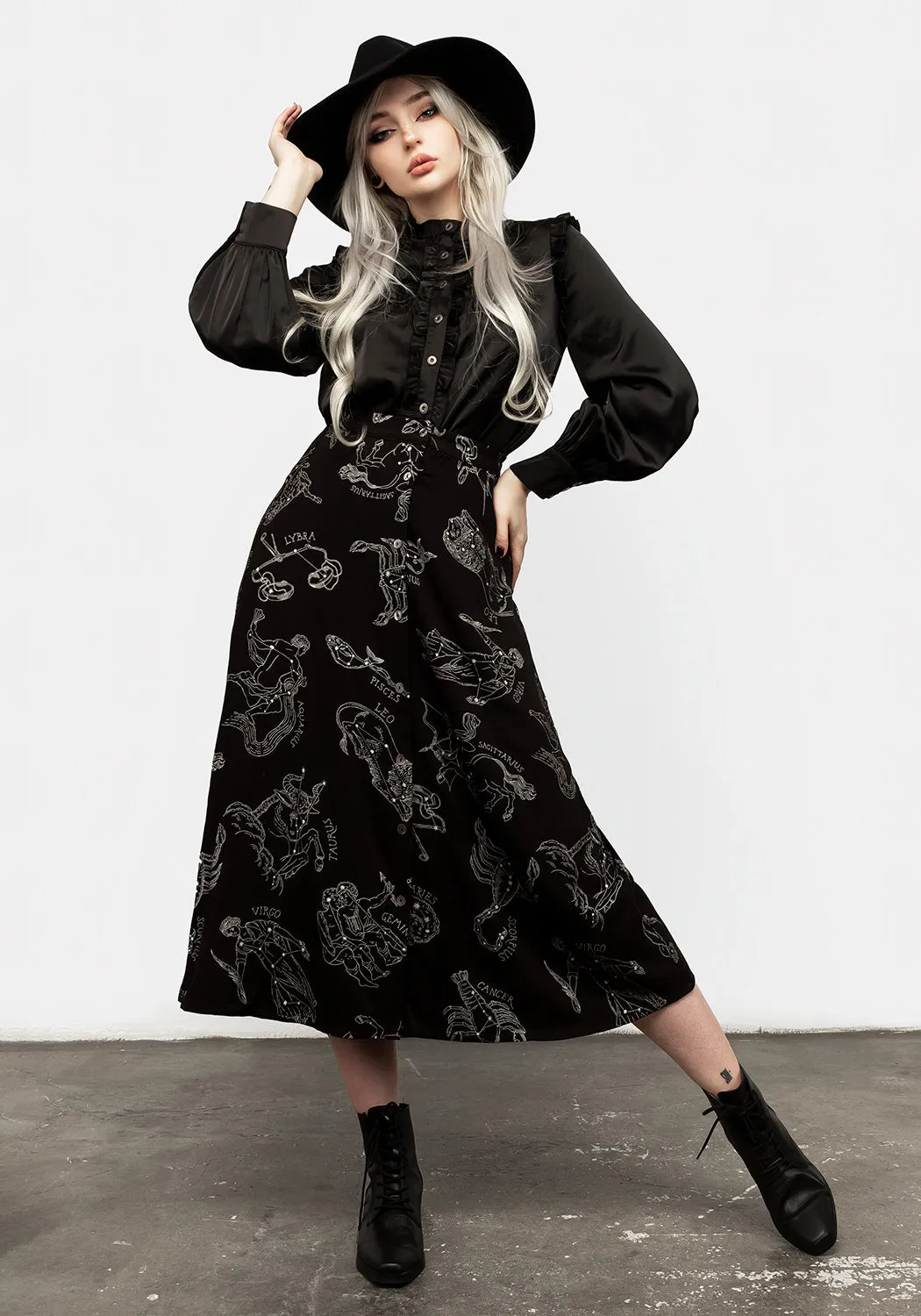 Zodiac Button Midi Skirt sold by Disturbia