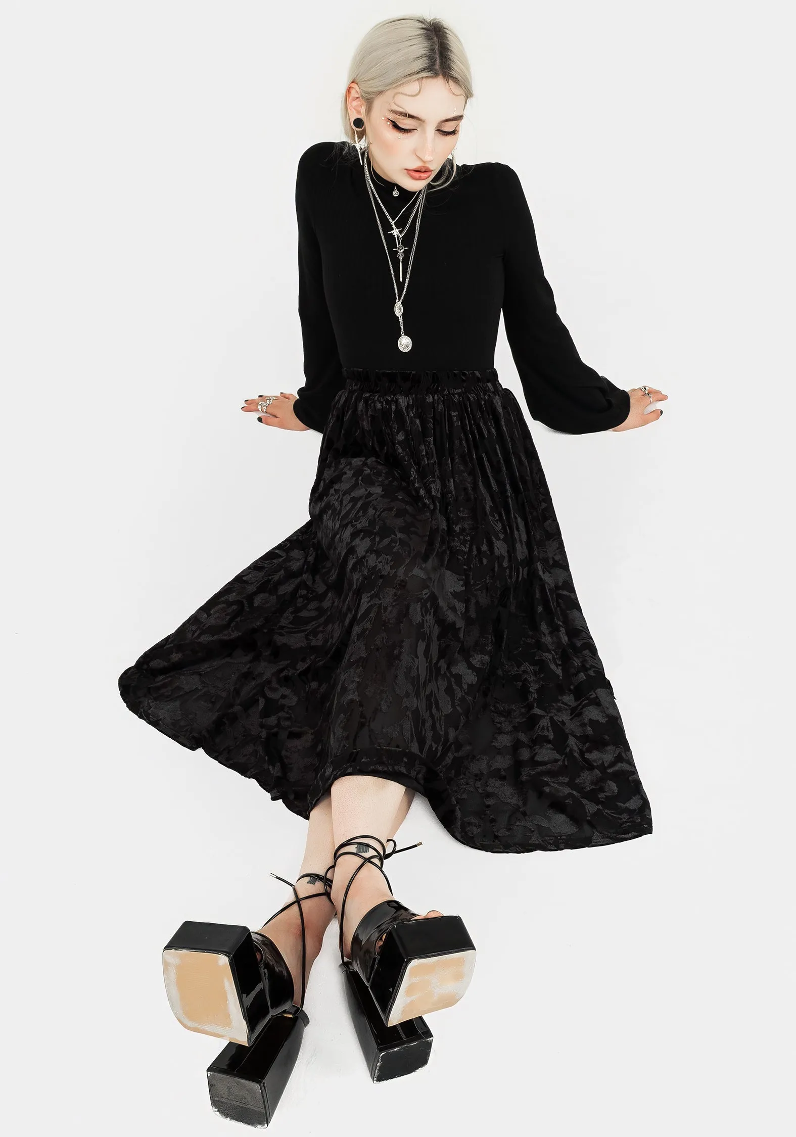 Ava Devoré Mesh Midi Skirt sold by Disturbia product image thumbnail 4