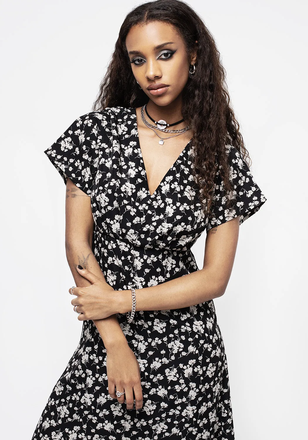 Demeter Print V-Neck Button Down Midi Dress sold by Disturbia product image thumbnail 5