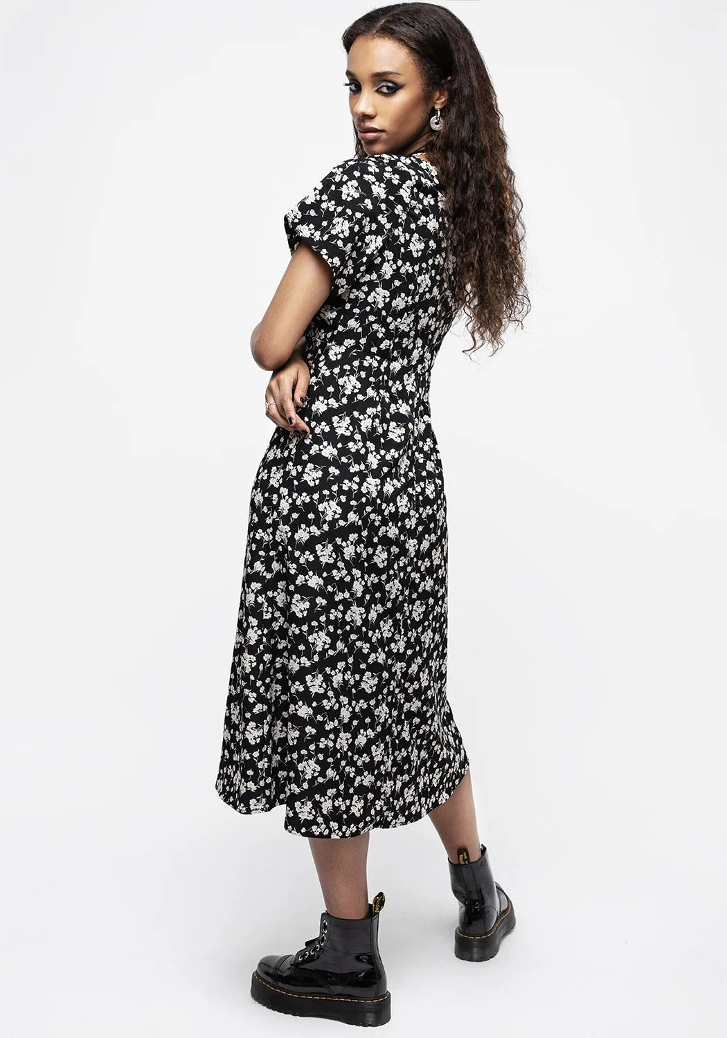 Demeter Print V-Neck Button Down Midi Dress sold by Disturbia product image thumbnail 3