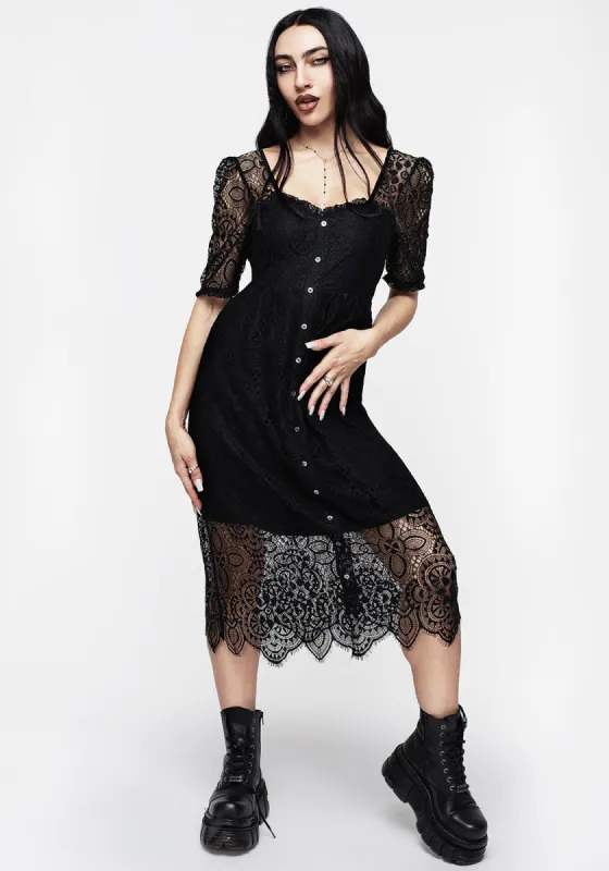 Demise Crochet Lace Midi Dress sold by Disturbia
