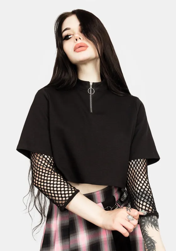Decontrol Fishnet Sleeve Crop sold by Disturbia