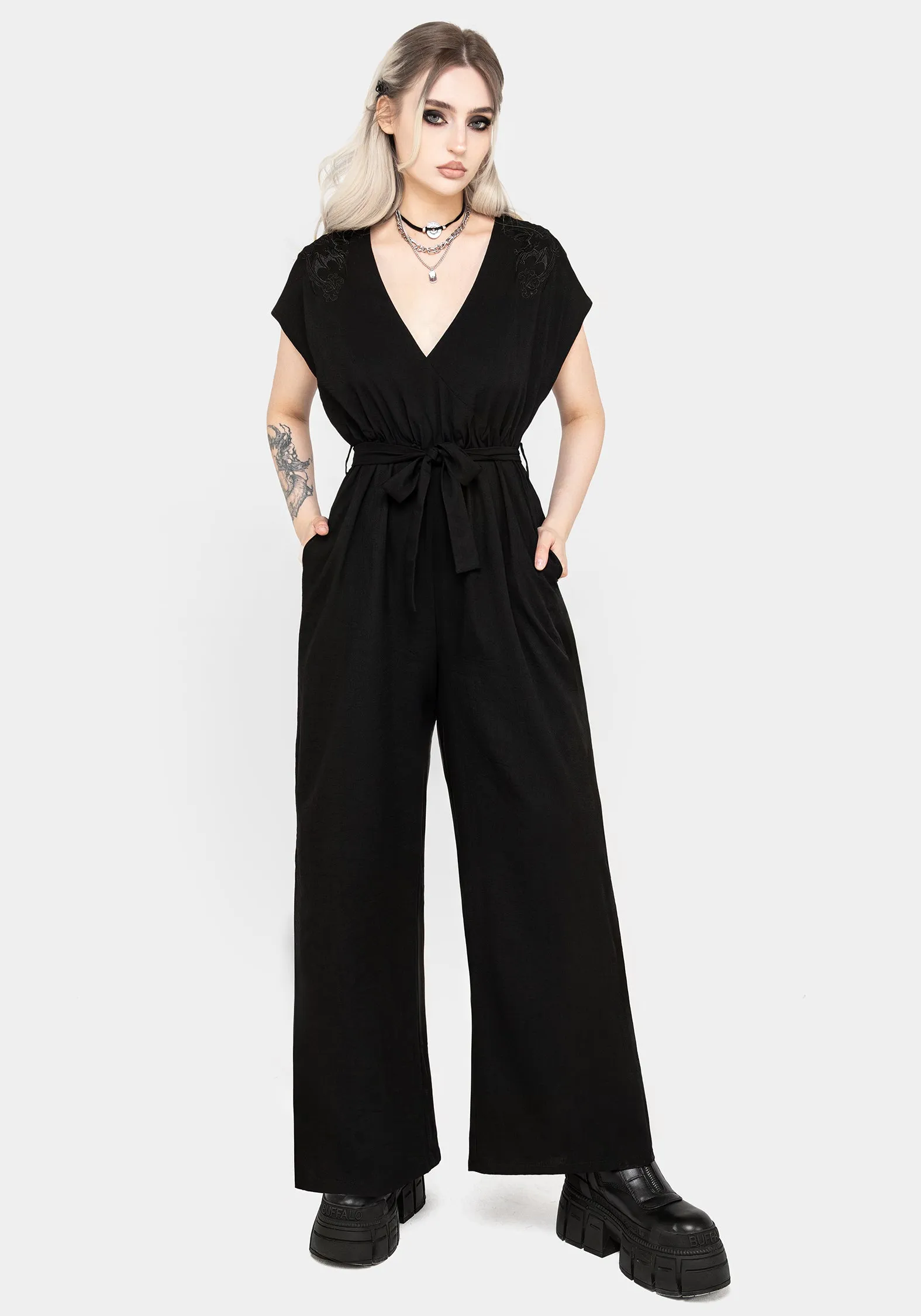 Vampyrum Embroidered Jumpsuit sold by Disturbia