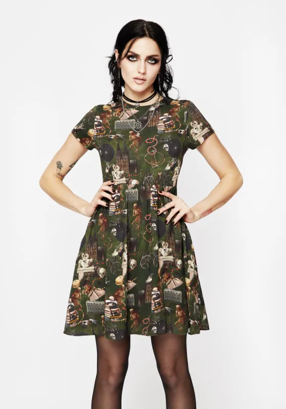 Maleficium Mini Skater Dress sold by Disturbia