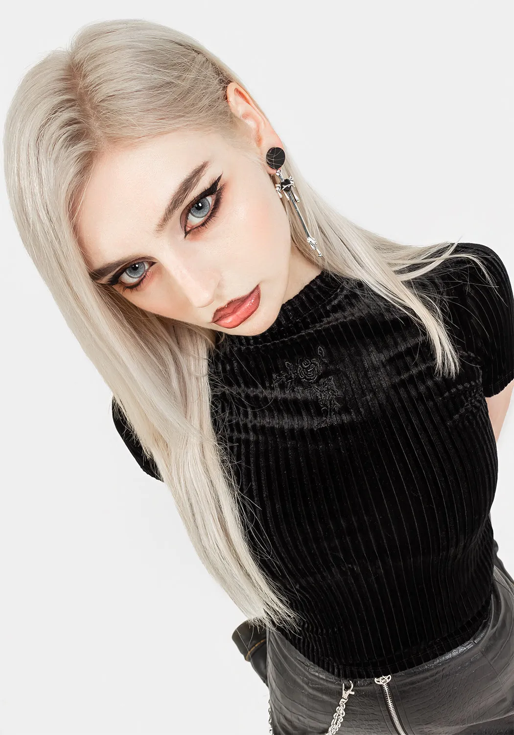 Rosaline Velour Rib Crop Top sold by Disturbia product image thumbnail 4