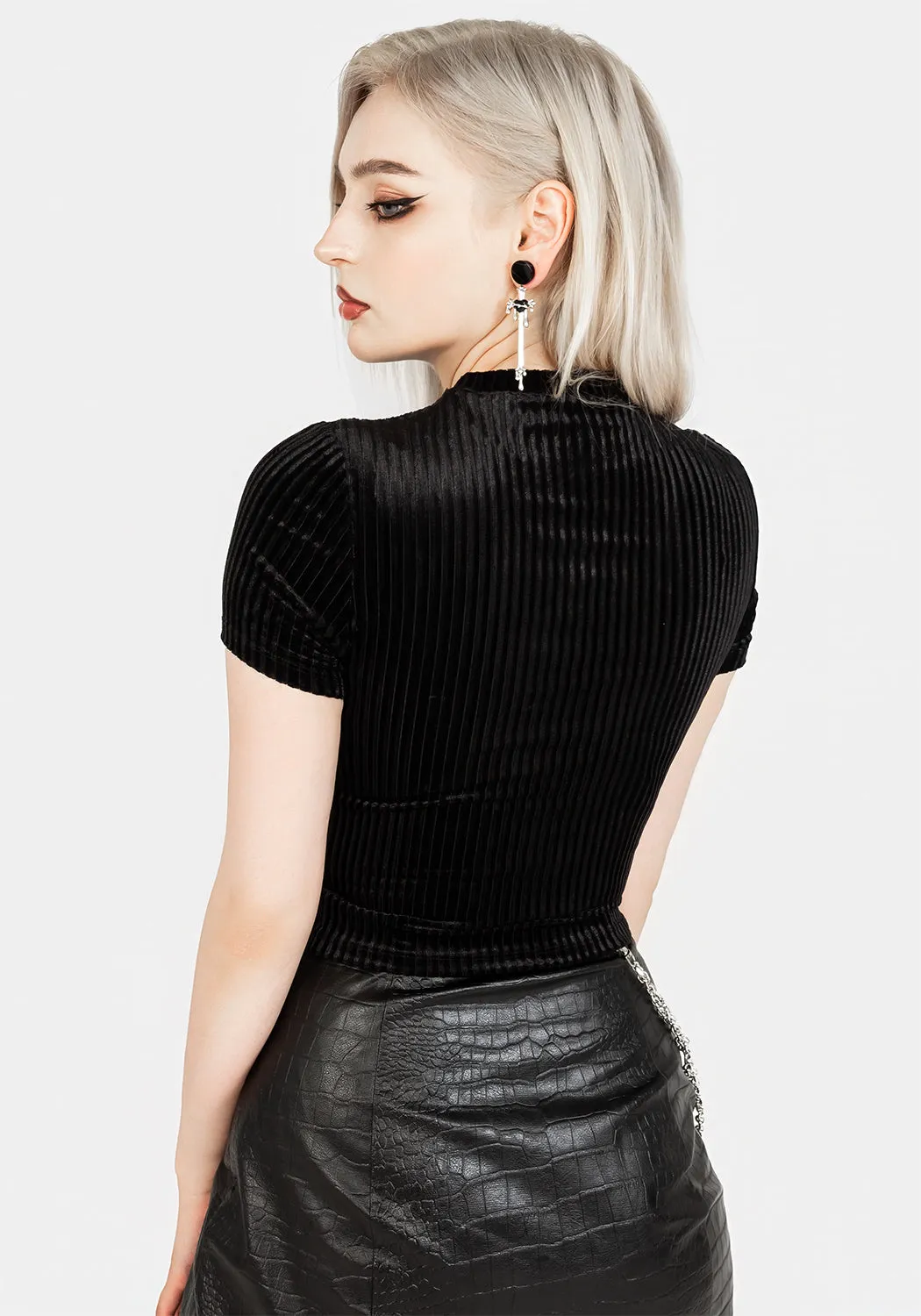 Rosaline Velour Rib Crop Top sold by Disturbia product image thumbnail 3